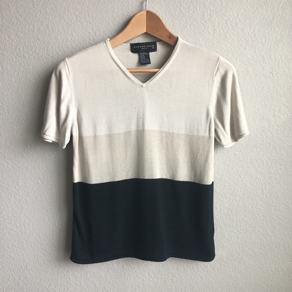 august silk Tops - August silk Tri color cotton t shirt top sz medium